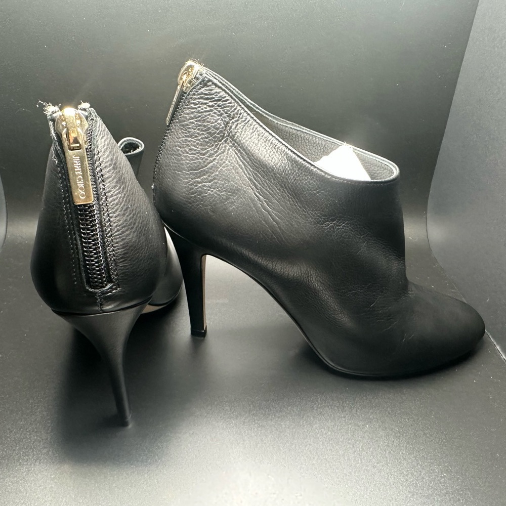 New! Jimmy Choo Mendez Black Leather Booties SZ 37.5